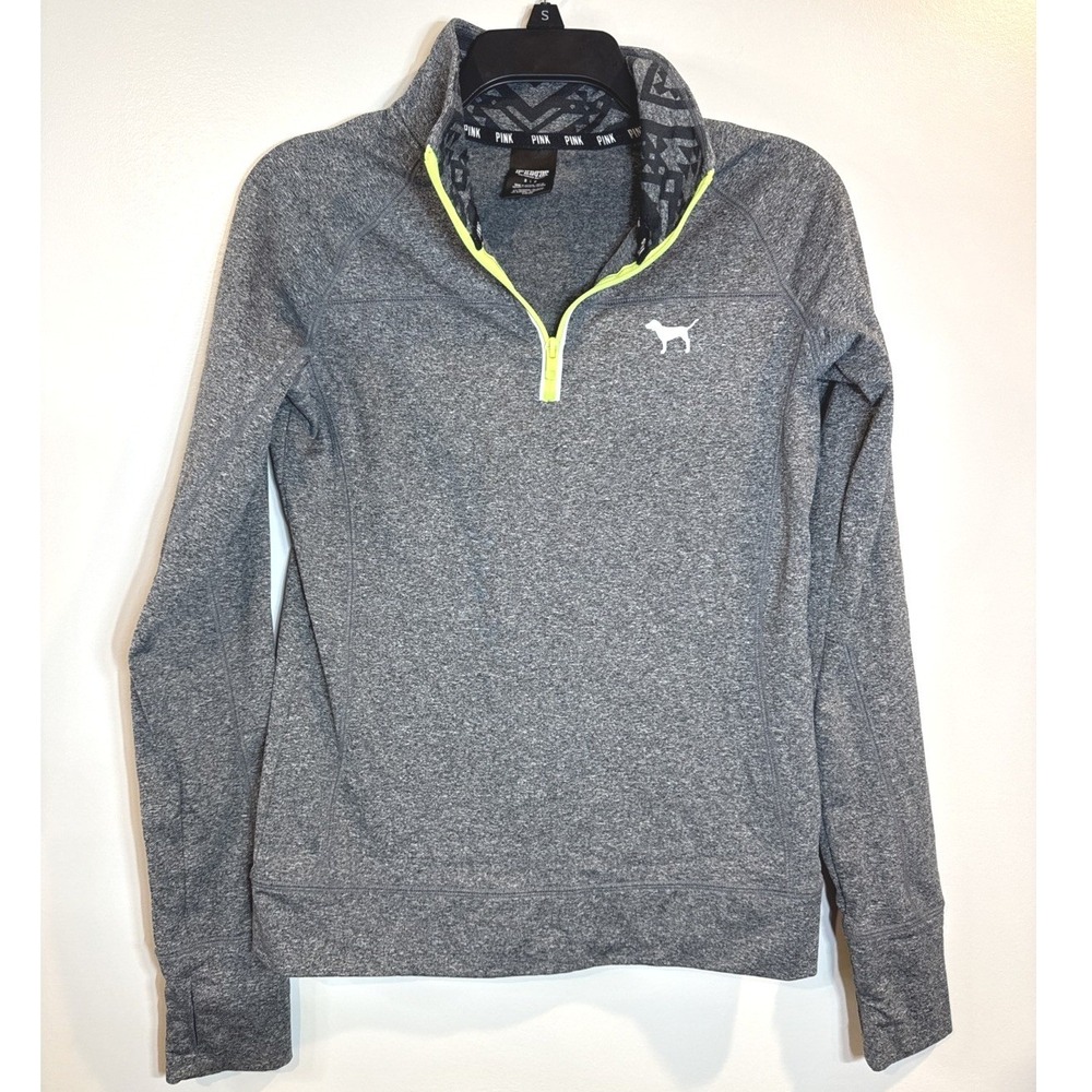 Victoria's Secret PINK Half Zip Pullover Women S Pink Gray Neon Yellow